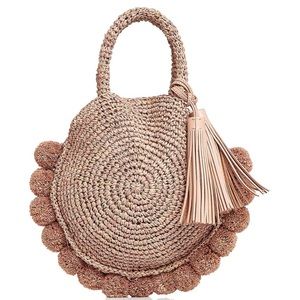 Loeffler Randall straw circle tote NEW